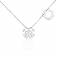 Naszyjniki - Srebrny naszyjnik koniczynka ażurowa kółko srebro 925 40 cm - miniaturka - grafika 1