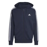 Bluzy męskie - Bluza z kapturem męska adidas ESSENTIALS 3-Stripes granatowa IC0434-M - miniaturka - grafika 1