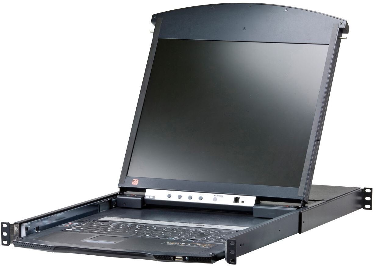 Przełącznik Aten Przełącznik KVM Over IP ATEN KL1508AiM, 8 portów, LCD 43 cm, VGA, PS/2-USB, FR-Layout 14.01.6202
