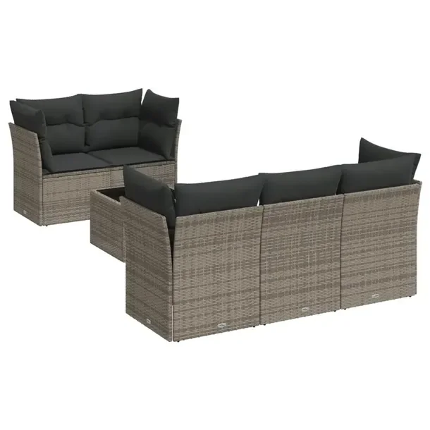 Zestaw mebli ogrodowych modułowych szary rattan PE 62x62x69 cm, stół 55x