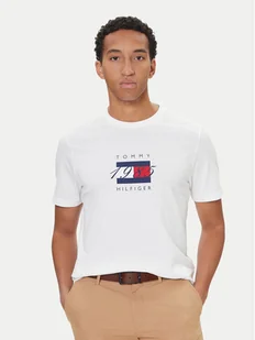 Tommy Hilfiger T-Shirt Linear Flag MW0MW41338 Biały Regular Fit - Koszulki męskie - miniaturka - grafika 1