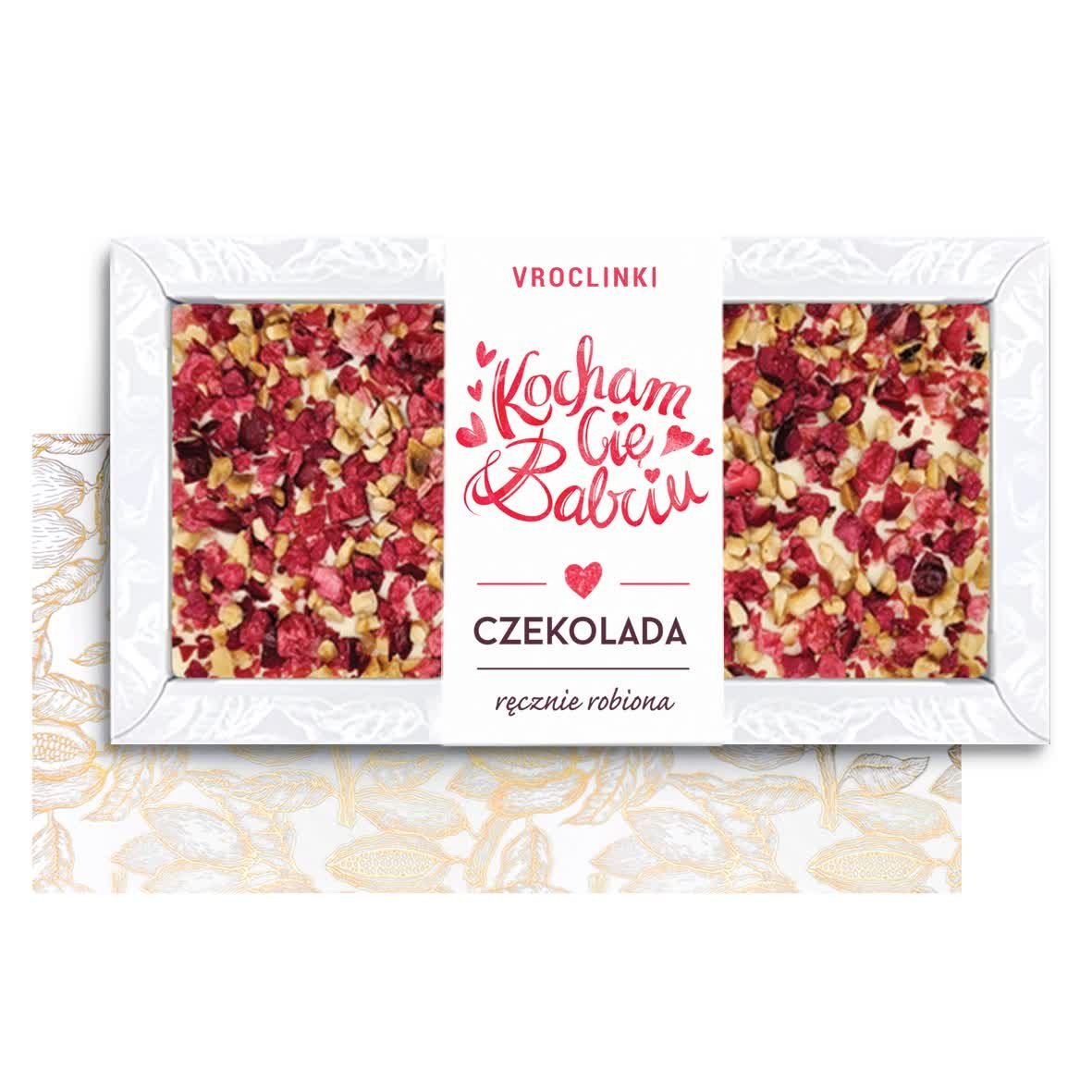 Czekolada Biała z Żurawiną i Orzechami Arachidowymi na Dzień Babci i Dziadka (80g)