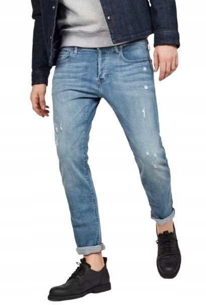 G-STAR RAW JEANSY MĘSKIE RURKI Z PRZETARCIAMI NIEBIESKIE 34/36 JSI