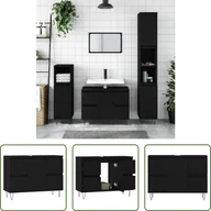 Szafki łazienkowe - The Living Store Szafka łazienkowa czarna 80x33x60 cm materiał drewnopochodny - miniaturka - grafika 1