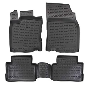 J&J AUTOMOTIVE | Dywaniki gumowe z wzorem 3D do Qashqai J11 2014-2021, czarne, antypoślizgowe, bezzapachowe, z tunelem, na każdą pogodę, krawędź 3 cm, 4-częściowy (z przodu, z tyłu) - Dywaniki samochodowe - miniaturka - grafika 1