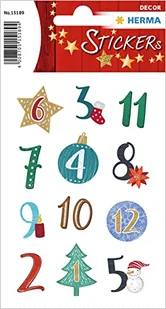 HERMA 15189 naklejki bożonarodzeniowe, symbole bożonarodzeniowe 1-24 (24 naklejki, papier, błyszczące), samoprzylepne etykiety na Boże Narodzenie, do majsterkowania, kalendarza adwentowego - Etykiety do drukarek - miniaturka - grafika 1