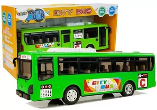 LEANToys Muzyczny Autobus z Napędem Frykcyjnym i światłami Zielony - Samochody i pojazdy dla dzieci - miniaturka - grafika 1
