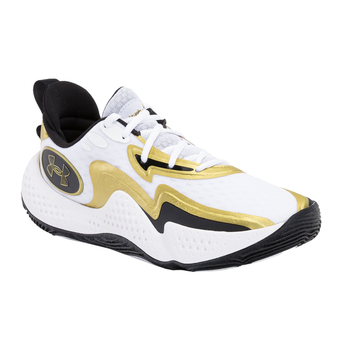 Buty do koszykówki Under Armour Spawn 5 white/black/metallic gold