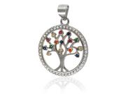 Wisiorki - Elegancki rodowany srebrny wisiorek drzewo życia tree of life kolorowe cyrkonie srebro 925 W0455 - miniaturka - grafika 1