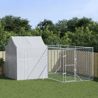 Sprzęt podróżny i transportery dla psów - vidaXL Kojec dla psa, z dachem, srebrny, 4x4x2,5 m, stal galwanizowana - miniaturka - grafika 1