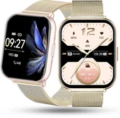 Smartwatch - Zegarek Damski SMARTWATCH RUBICON złoty mesh - miniaturka - grafika 1