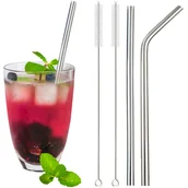 Słomki do napojów - ISO Słomki rurki srebrne ze stali nierdzewnej - 4 elementy 00008653 - miniaturka - grafika 1