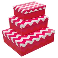 Opakowania i torebki na prezenty - SPARKLEZ PUDEŁKO RÓŻOWO-BIAŁO-CZERWONE, ZYG-ZAG, ROZMIAR L - miniaturka - grafika 1