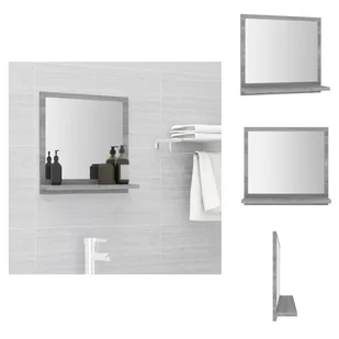 vidaXL Lustro łazienkowe szare Sonoma 40x10,5x37 cm materiał drewnopochodny - Umywalki łazienkowe - Lustra - miniaturka - grafika 1