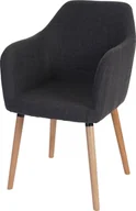 Krzesła - Krzesło do jadalni Malmö T381, krzesło kuchenne, design retro 50s ~ tkanina, szary, jasne nogi - miniaturka - grafika 1