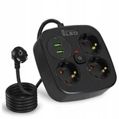 Przedłużacze i rozgałęźniki - Przedłużacz Listwa Zasilająca Rozdzielacz Rozgałęźnik 3 Gniazda 230V 4x USB - miniaturka - grafika 1