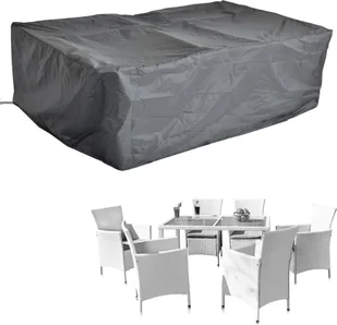 Mucola pokrowiec ochronny na meble ogrodowe plandeka zestaw kanapa sofa stół odporny na warunki atmosferyczne czarny - grupa siedzeń 160x120x74 - Pokrowce na meble ogrodowe - miniaturka - grafika 1