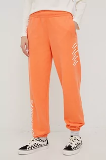 Spodnie damskie - Superdry spodnie dresowe bawełniane damskie kolor pomarańczowy gładkie - grafika 1
