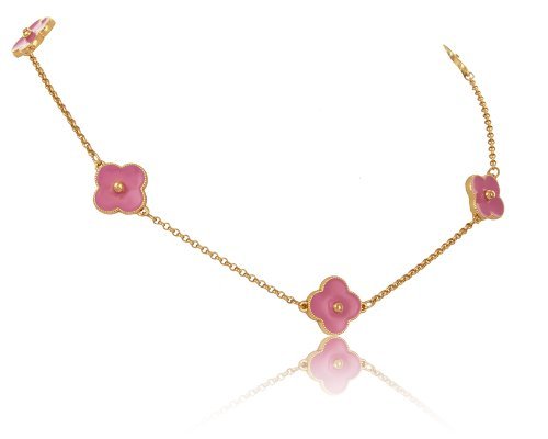 Colibra Choker emaliowane kwiatki z kolekcji Kwiatuszki Różowe kwiaty