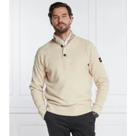 Swetry męskie - Calvin Klein Sweter LYCRA BLEND BUTTON QUARTER ZIP | Regular Fit | z dodatkiem wełny - miniaturka - grafika 1