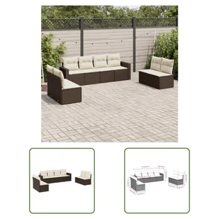 The Living Store 8-cz. zestaw wypoczynkowy do ogrodu - z poduszkami - brązowy - Sofa Ogrodowa - Sofy ogrodowe The Living Store 8-cz. zestaw wypoczynkowy do ogrodu - z poduszkami - brązowy - Sofa Ogrodowa - Sofy ogrodowe - miniaturka - grafika 1