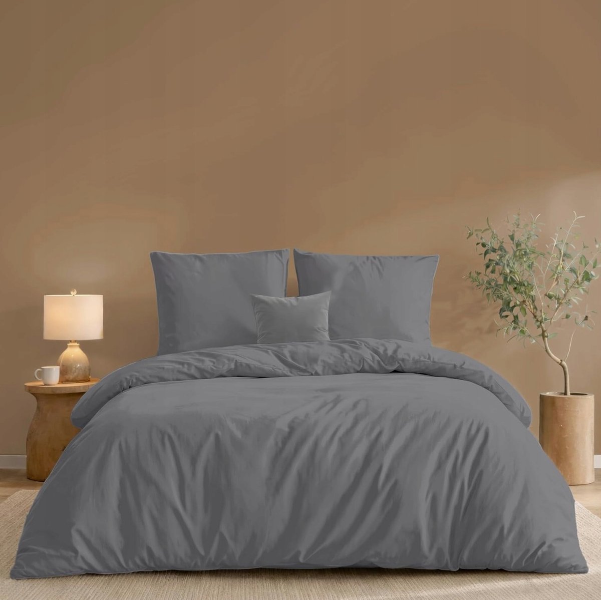 POŚCIELI ZESTAW MIKROFIBRA 240X220CM 2 POSZEWKI ANTRACYT MIĘKKA LEKKA