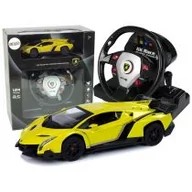 Zabawki zdalnie sterowane - Import leantoys LEANToys Auto Zdalnie Sterowane Lamborghini Veneno Żółte 2,4 G Pilot Kierownica Dźwięk Światła 9744 - miniaturka - grafika 1