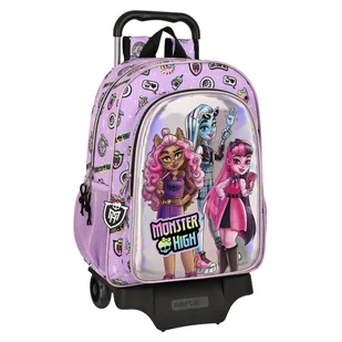 Plecak szkolny na kółkach Monster High Best boos fioletowy 33 x 42 x 14 cm - Plecaki szkolne i tornistry - miniaturka - grafika 1