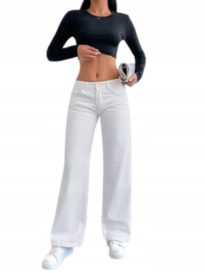 SHEIN JEANSY DAMSKIE ECRU NA ZAMEK GŁADKIE 38 ŁYJ