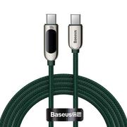Kable USB - Baseus kabel USB Typ C - USB Typ C 100W (20V / 5A) Power Delivery z wyświetlaczem ekranem miernik mocy 2m zielony (CATSK-C06) - miniaturka - grafika 1