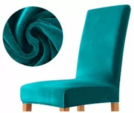 Pokrowce na meble - POKROWIEC krzesło velvet WELUR TURKUS jasny GRUBY - miniaturka - grafika 1