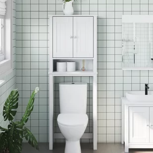 vidaXL Szafka nad WC BERG, biała, 60x27x164,5 cm, drewniana - Szafki łazienkowe - miniaturka - grafika 1