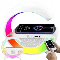 Głośniki przenośne - GŁOŚNIK PRZENOŚNY BLUETOOTH MOBILNY BIAŁY LAMPKA LED ŁADOWARKA INDUKCYJNA - miniaturka - grafika 1