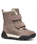 Śniegowce damskie - Geox Śniegowce Beżowe Za Kostkę Na Rzepy Dziewczęce Ze Skórą 26 Jtb - miniaturka - grafika 1