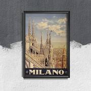 Plakaty - Plakat vintage do salonu Mediolan Włochy - miniaturka - grafika 1