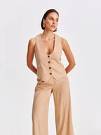 Kamizelki damskie - Kamizelka damska beżowa - SKA2809BE kamizelka - TOP SECRET - Odzieżowy sklep internetowy TOP SECRET - miniaturka - grafika 1