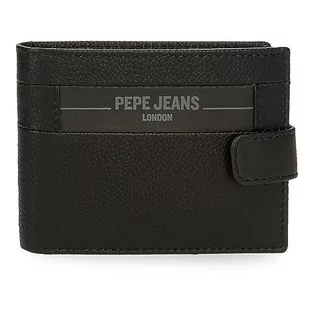 Pepe Jeans Checkbox poziomy portfel z zamknięciem na zatrzask, czarny, 11 x 8,5 x 1 cm skóra, czarny, rozmiar uniwersalny, czarny, Einheitsgröße, Poziomy portfel z zapięciem na zatrzask - Portfele - miniaturka - grafika 1