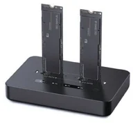 Obudowy i kieszenie na dyski twarde - Stacja dokująca Gembird Stacja dokująca do komputerów stacjonarnych z dwoma dyskami SSD USB typu C M.2 NVME i SATA czarny DD2-U3M2 - miniaturka - grafika 1