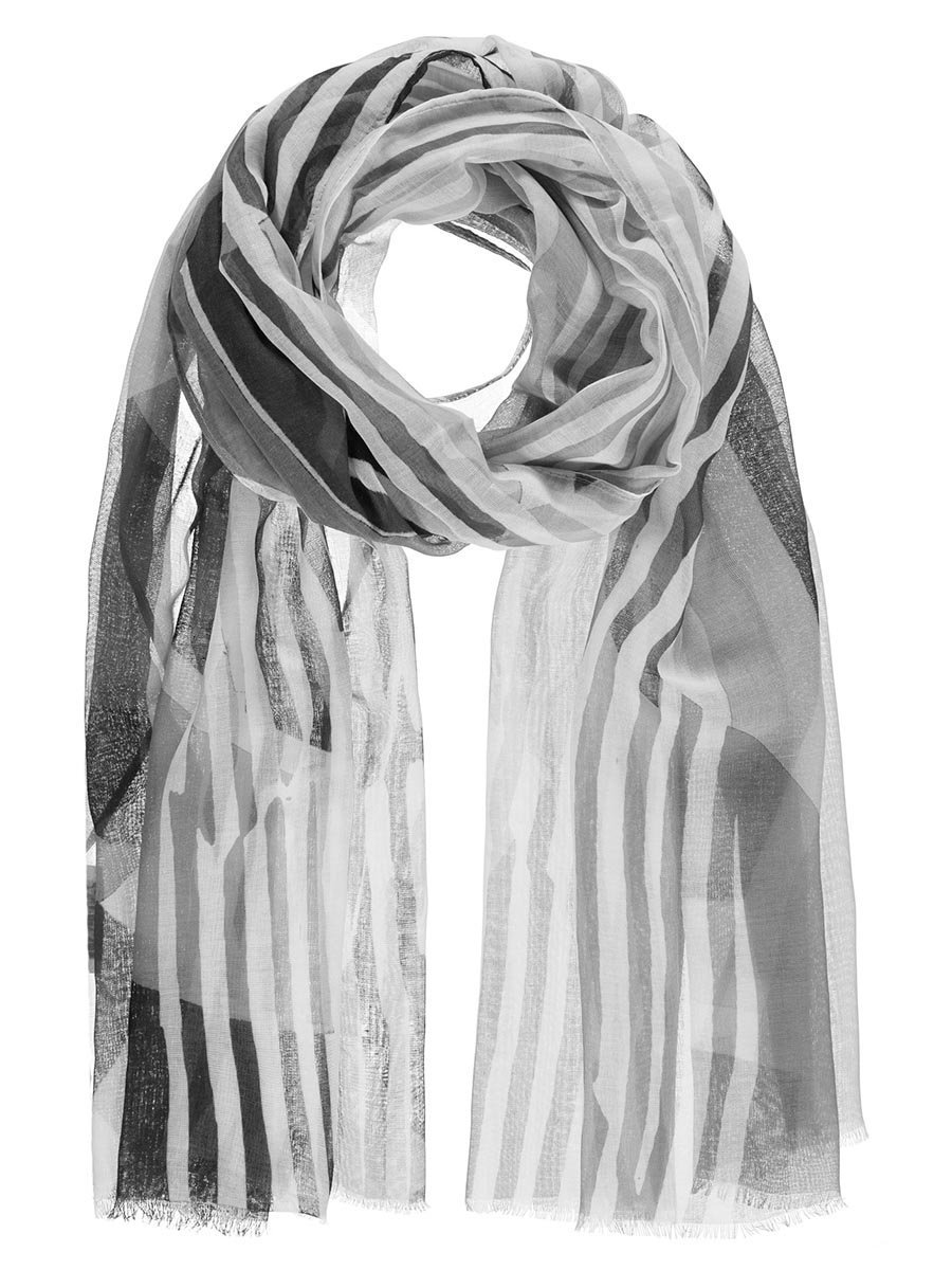 Damski szalik lekki graficzny nadruk szary Passigatti