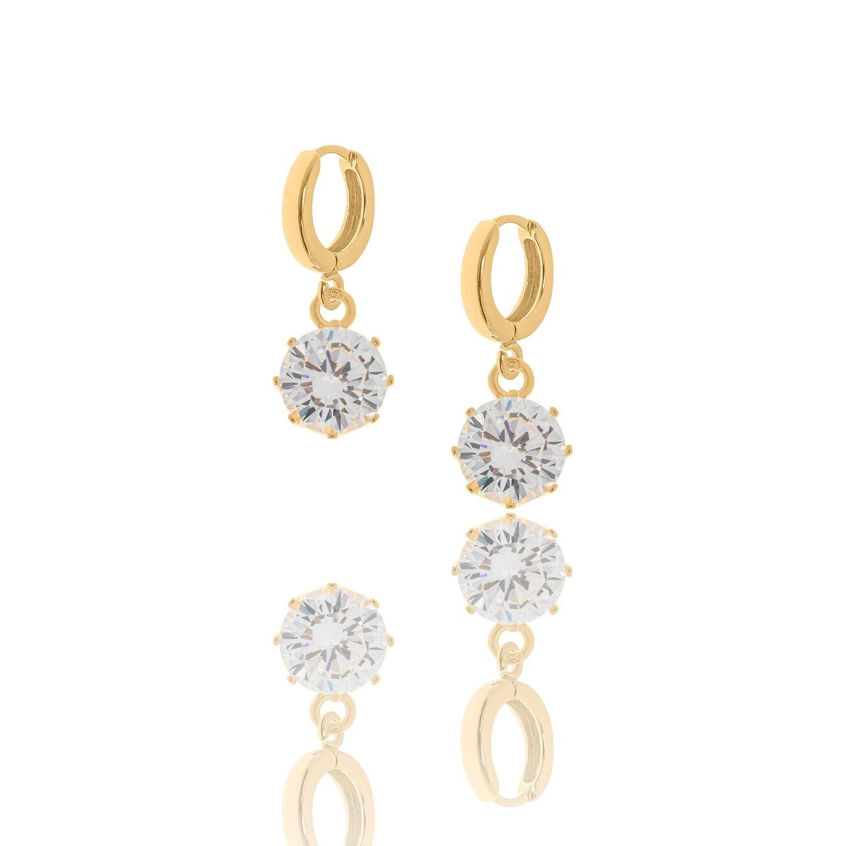 Kolczyki srebrne pozłacane z bezbarwnymi cyrkoniami