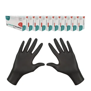 Rękawiczki nitrylowe czarne L Master Glove Nitrile PF Standard Black 100szt karton 10op - Rękawiczki jednorazowe - miniaturka - grafika 1
