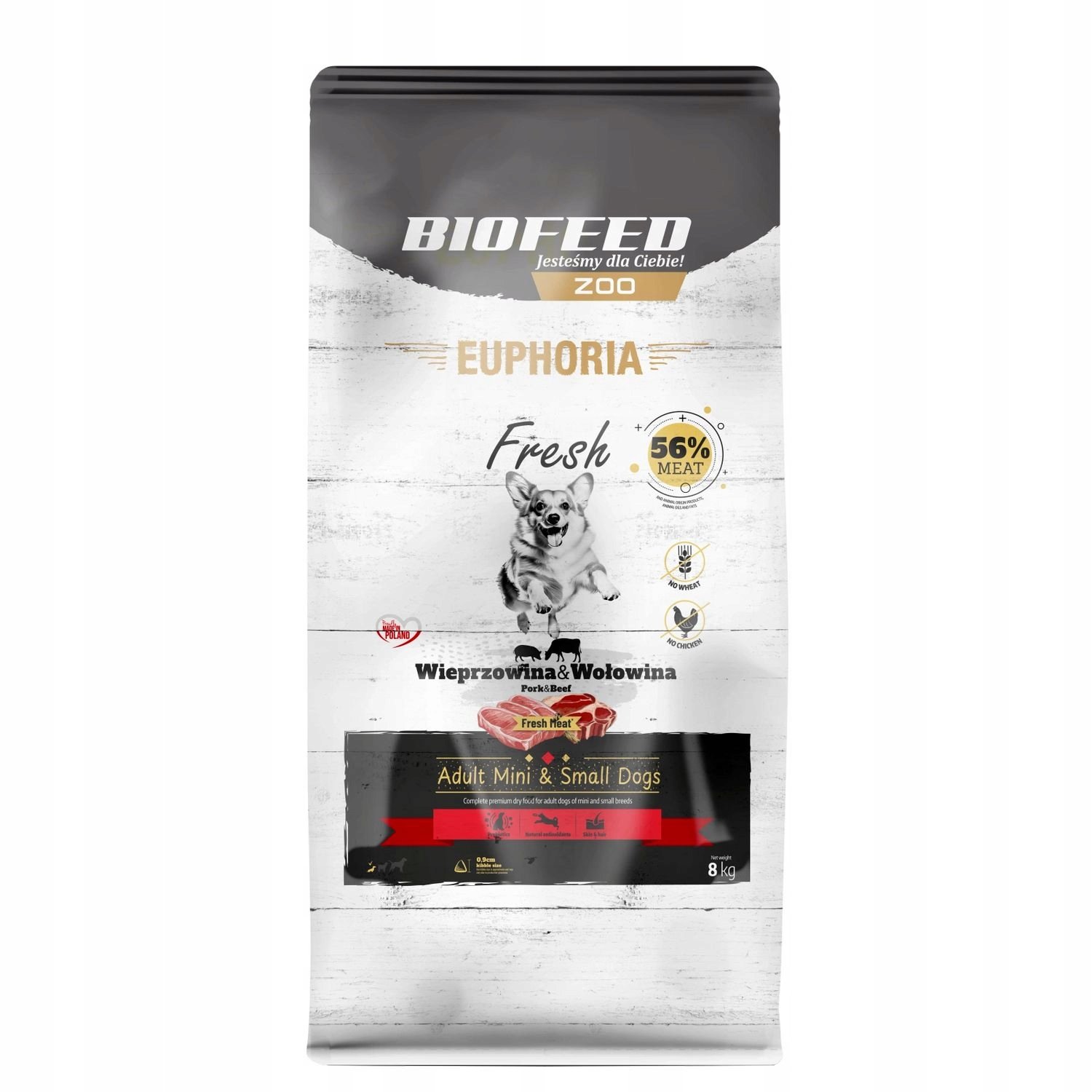 BIOFEED Euphoria Fresh Adult Mini & Small Wieprzowina z wołowiną - sucha karma dla psa - 8kg