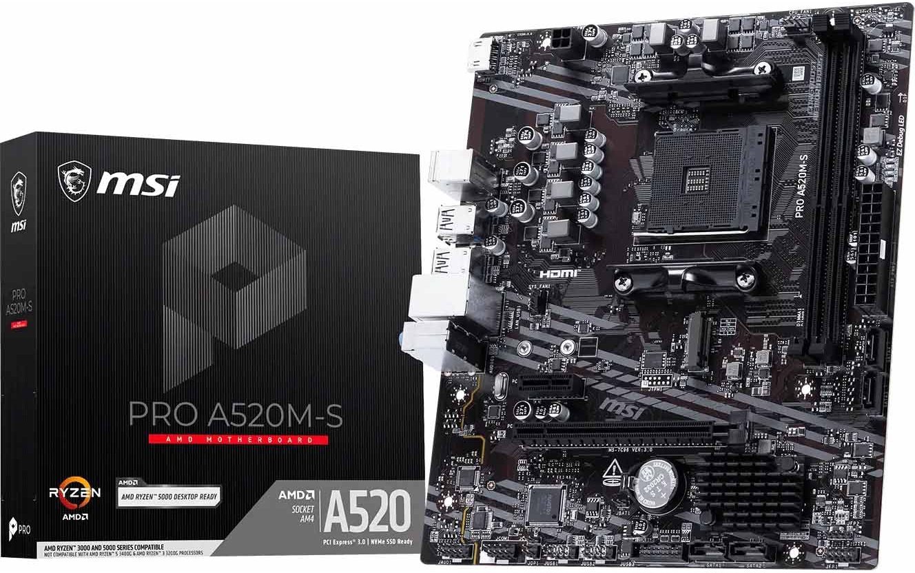 MSI A520M-S A520 AM4 mATX DDR4 7C96-071R