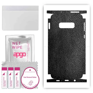 Folia naklejka skórka strukturalna na TYŁ+BOKI do Samsung Galaxy S10e -  Skóra Czarna - apgo SKINS - Szkła hartowane na telefon - miniaturka - grafika 1