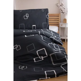 Jerry Fabrics Pościel z kory Kwadraty czarno-biały,140 x 200 cm, 70 x 90 cm - Pościel - miniaturka - grafika 1