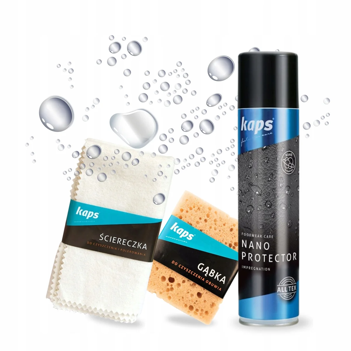 Impregnat Nano Protector z Akcesoriami do Czyszczenia Butów Zestaw 3w1 Kaps
