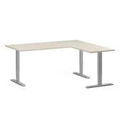 Biurka - Stół z regulacją wysokości, 3 silniki, 745 - 1215 mm, narożnik L/P, blat 1800 x 1600 mm, podstawa szara, brzoza - miniaturka - grafika 1