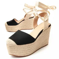 Espadryle damskie - Montevita Klin Esparto Spartsum20 Czarny - miniaturka - grafika 1