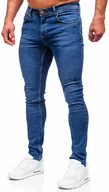 Spodnie męskie - Granatowe spodnie jeansowe męskie regular fit Denley 6767R - miniaturka - grafika 1