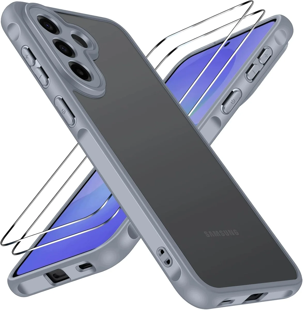 ETUI TELEFONU SZARE MATOWE ODPORNE WZMOCNIONE ZESTAW 2 SZTUK